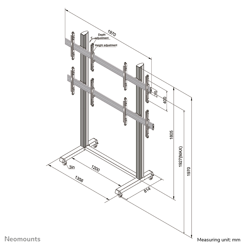 Neomounts Pro Mobiler Videowall Bodenständer